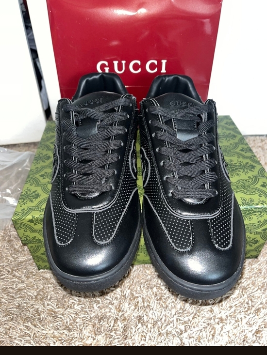 Gucci Other - Gucci Men’s Black Leather Perforated Lace-Up Sneakers